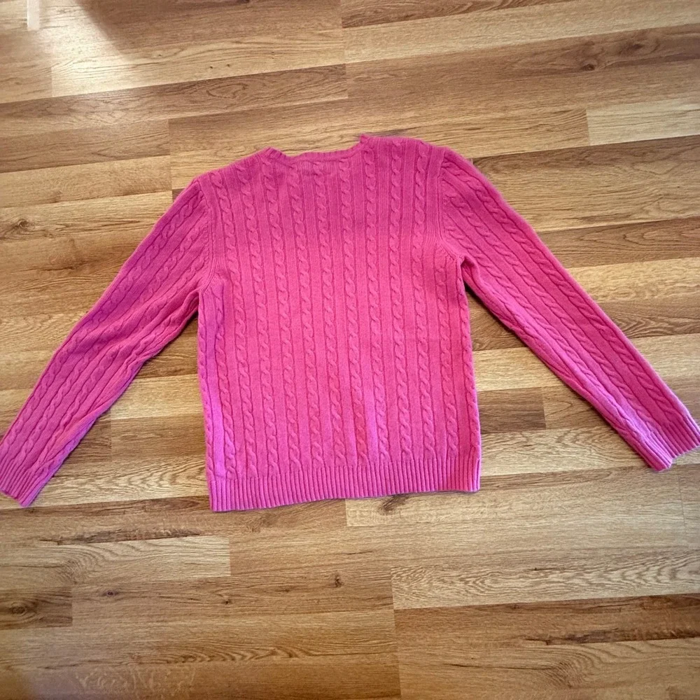 Lauren Ralph Lauren medium Pink‎ Cashmere Sweater Cable Knit Crewneck - Picture 5 of 6
